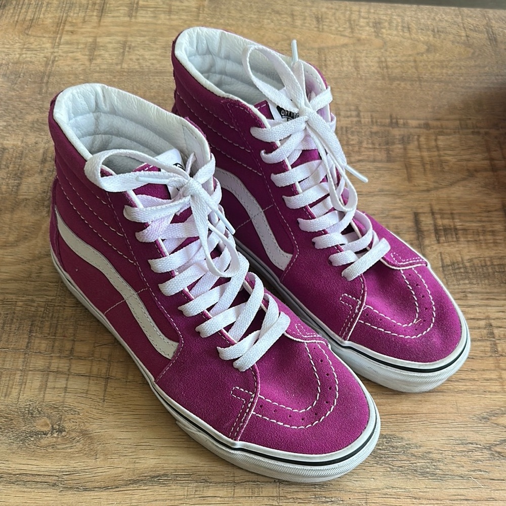 Vans Purple and White High-Top Sneakers
